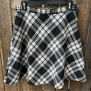 Compagnie Internationale Express Vintage Wool Blend Black & White Plaid Skirt